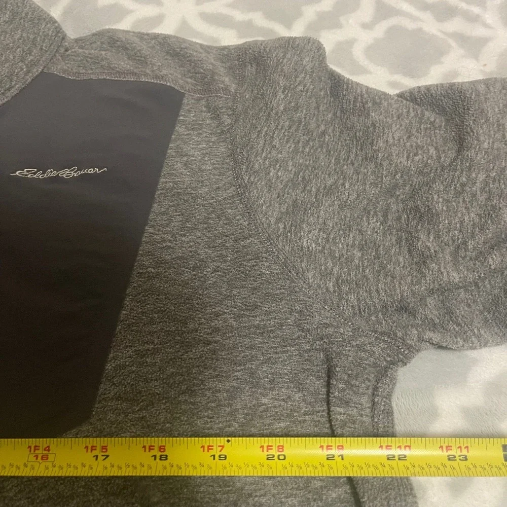 Eddie Bauer Mens Fleece Jacket Gray‎ Full Zip Pockets Outdoor Casual Size L